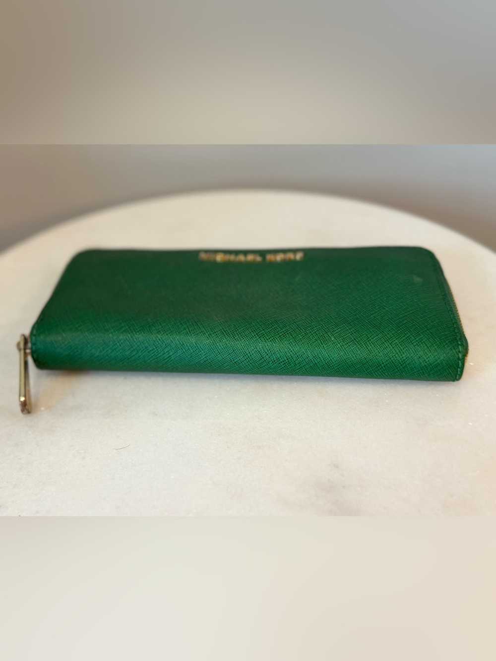 Michael Kors Green Zip Wallet with Gold Logo - Picture 7 of 8